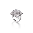 18ct White Gold Black and White Diamond Square Dress Ring