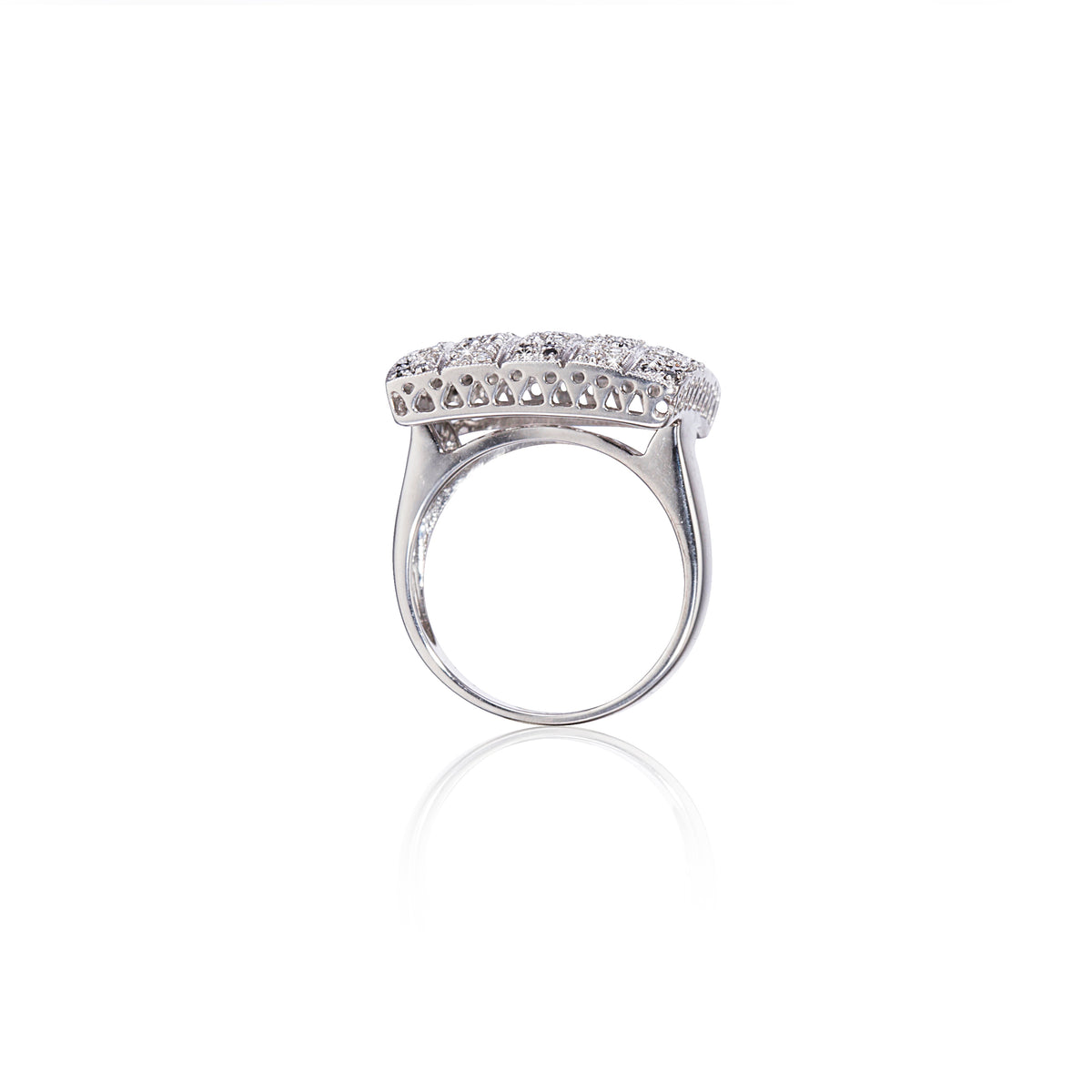 18ct White Gold Black and White Diamond Square Dress Ring