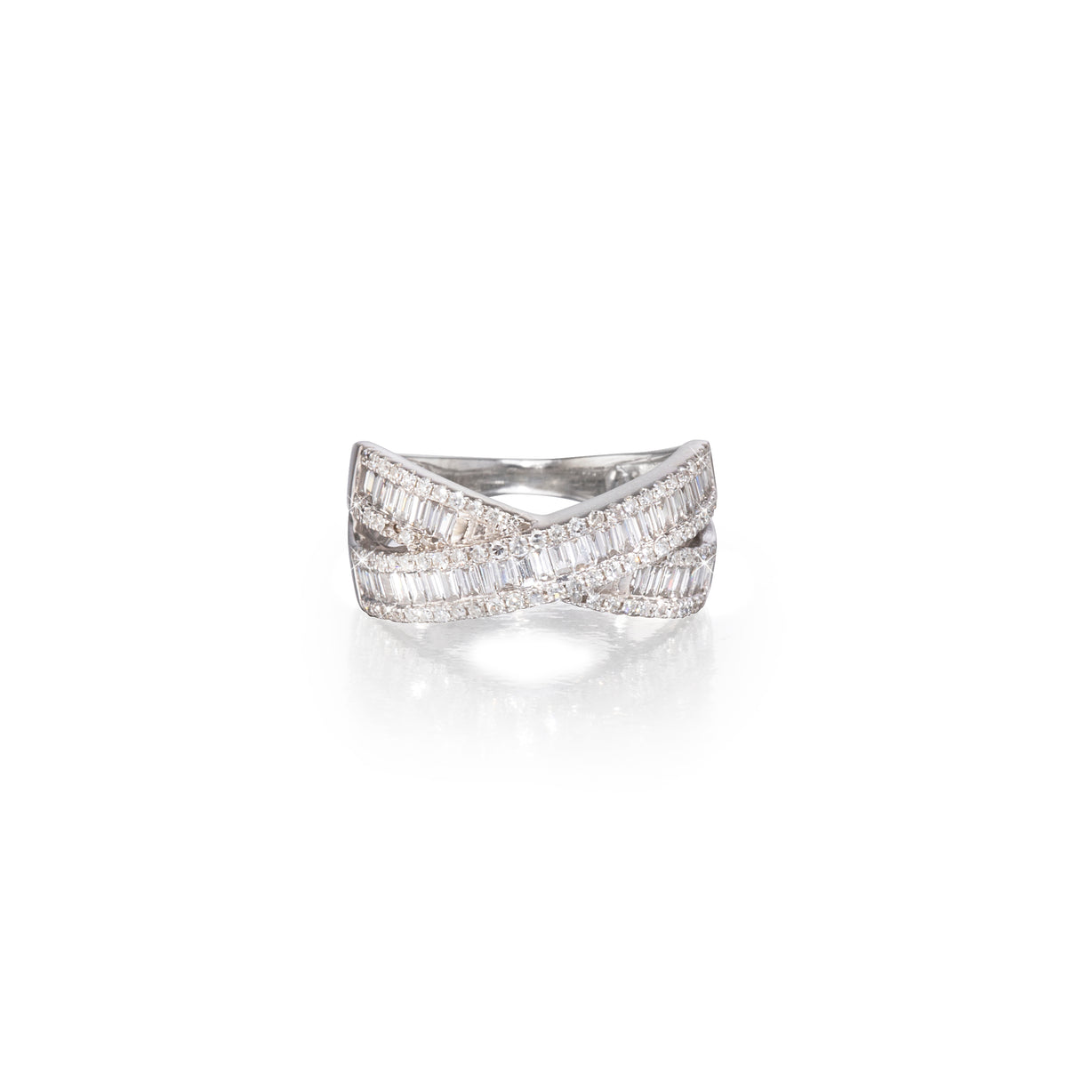 14ct white gold diamond crossover dress ring South Africa
