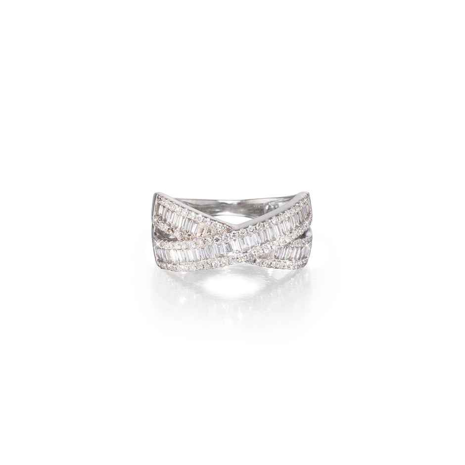 14ct white gold diamond crossover dress ring South Africa