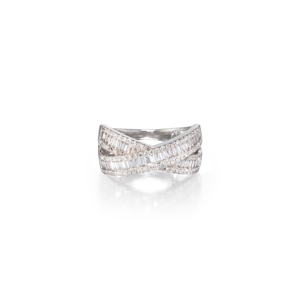 14ct white gold diamond crossover dress ring South Africa