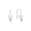 18ct White Gold Pearl and Turquoise Replica Hanging Earrings