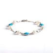 18ct White Gold Turquoise Replica and Pearl Bracelet