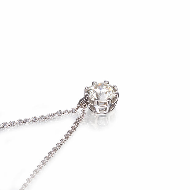 18ct White Gold Diamond Pendant with a Link Chain