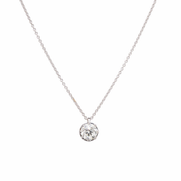 18ct White Gold Diamond Pendant with a Link Chain