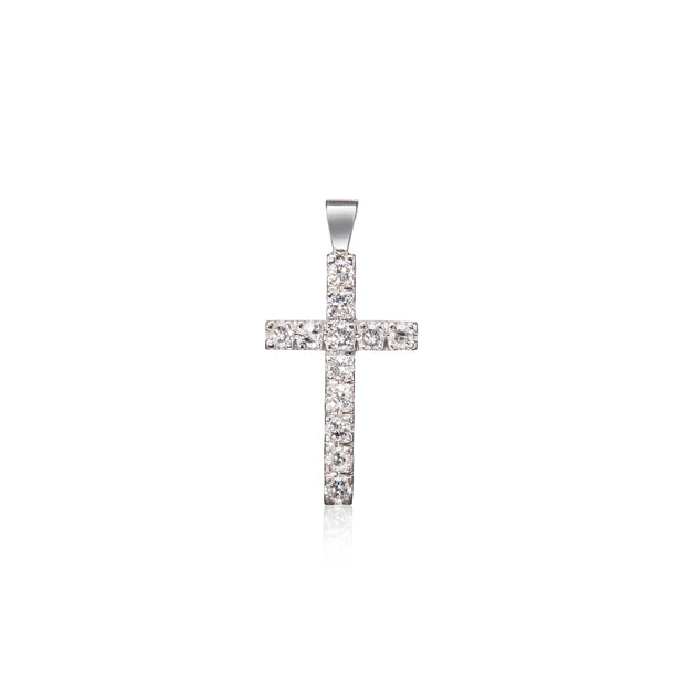 18ct White Gold Diamond Cross Pendant