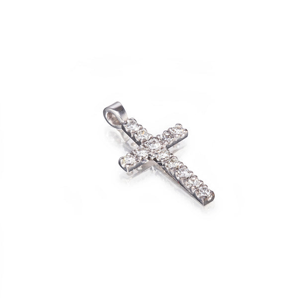 18ct White Gold Diamond Cross Pendant