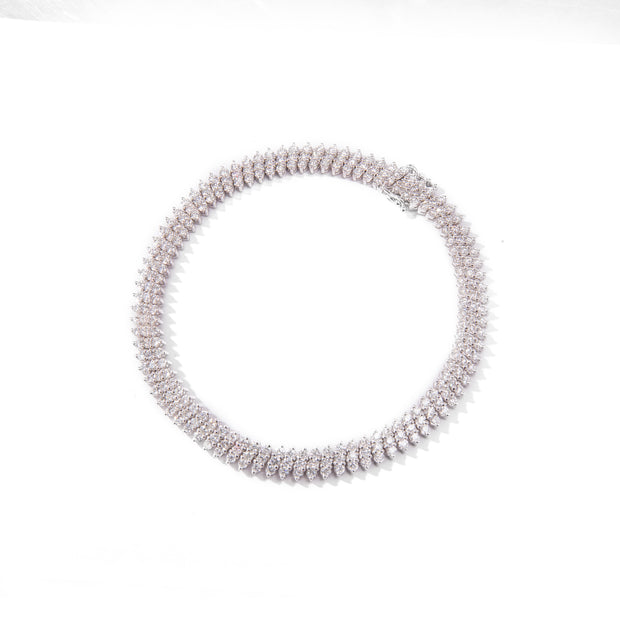 18ct White Gold Triple Row Diamond Tennis Bracelet