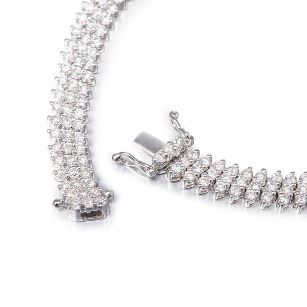 18ct White Gold Triple Row Diamond Tennis Bracelet