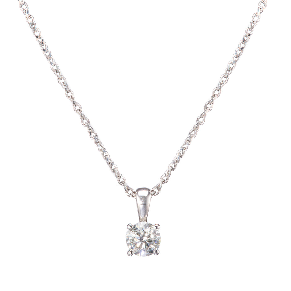 Browns 9ct White Gold Diamond Pendant with a 9ct Browns Adjustable Ball Chain