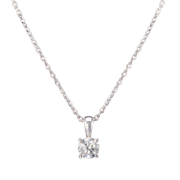 Browns 9ct White Gold Diamond Pendant with a 9ct Browns Adjustable Ball Chain