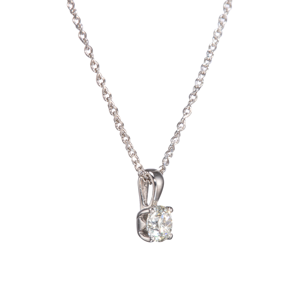 Browns 9ct White Gold Diamond Pendant with a 9ct Browns Adjustable Ball Chain