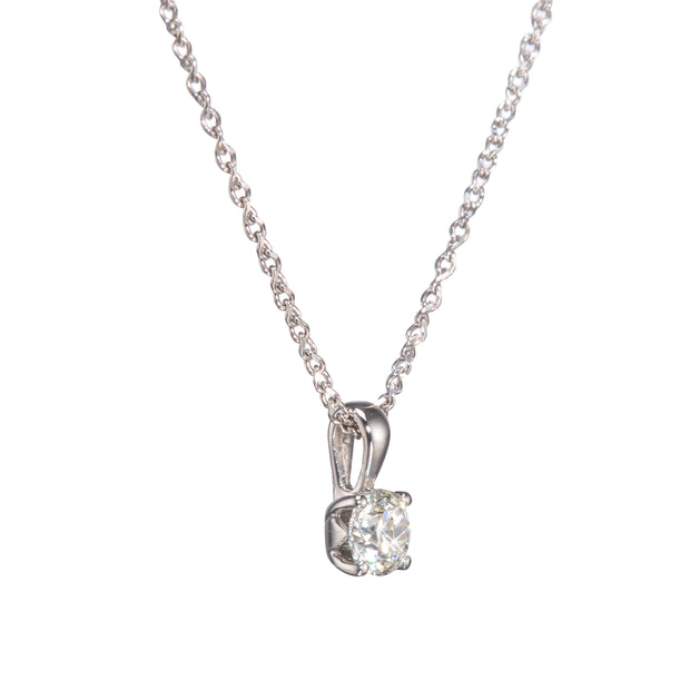 Browns 9ct White Gold Diamond Pendant with a 9ct Browns Adjustable Ball Chain