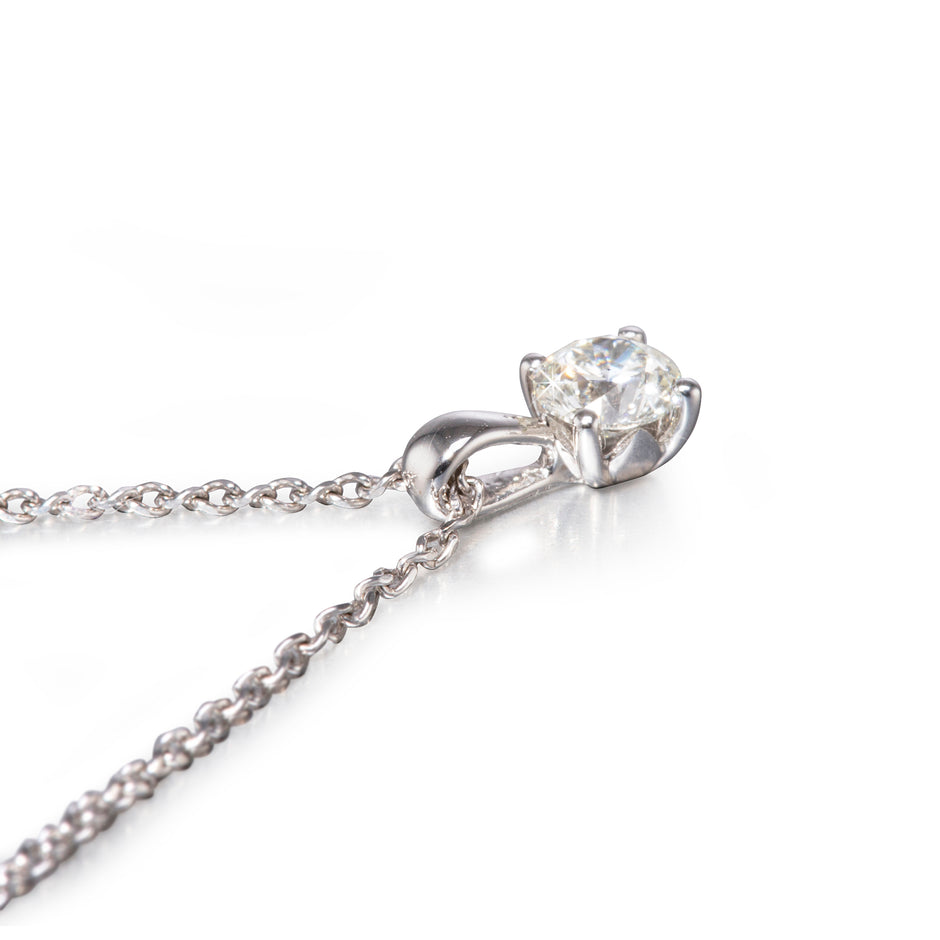 Browns 9ct White Gold Diamond Pendant with a 9ct Browns Adjustable Ball Chain