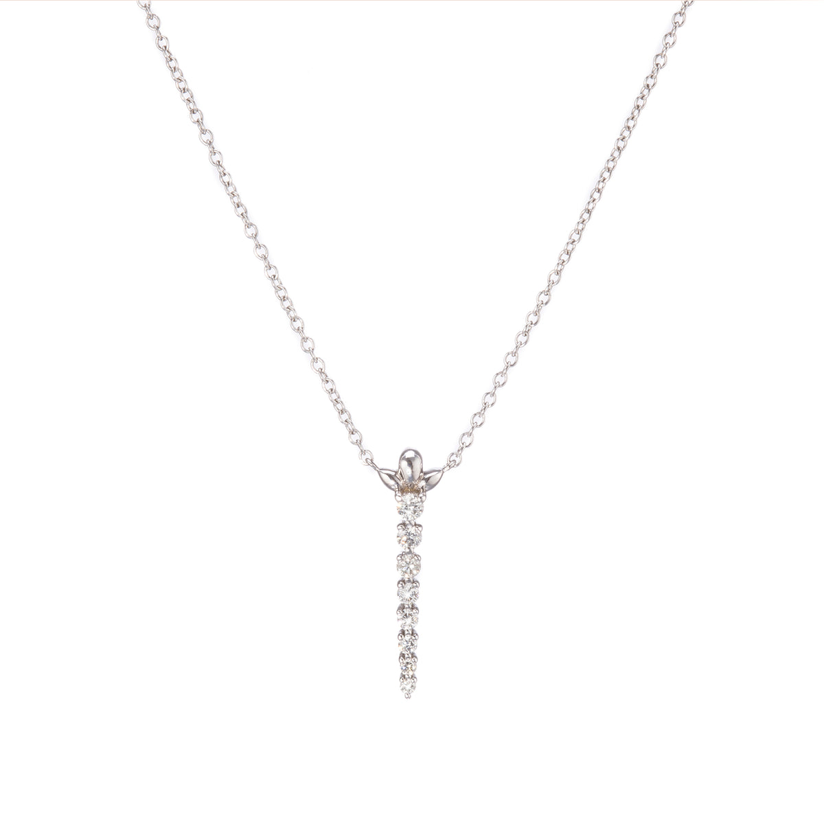 Browns 9ct White Gold Diamond Journey Drop Angel Necklace