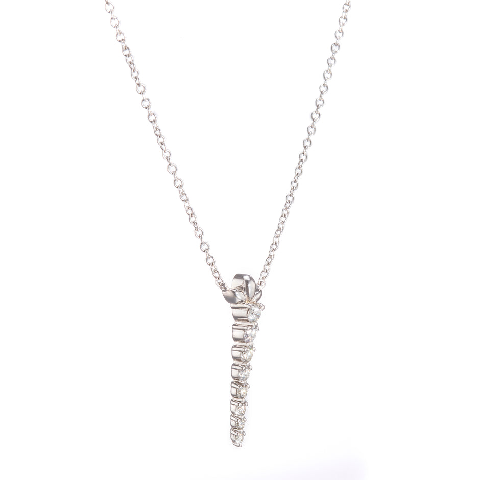 Browns 9ct White Gold Diamond Journey Drop Angel Necklace
