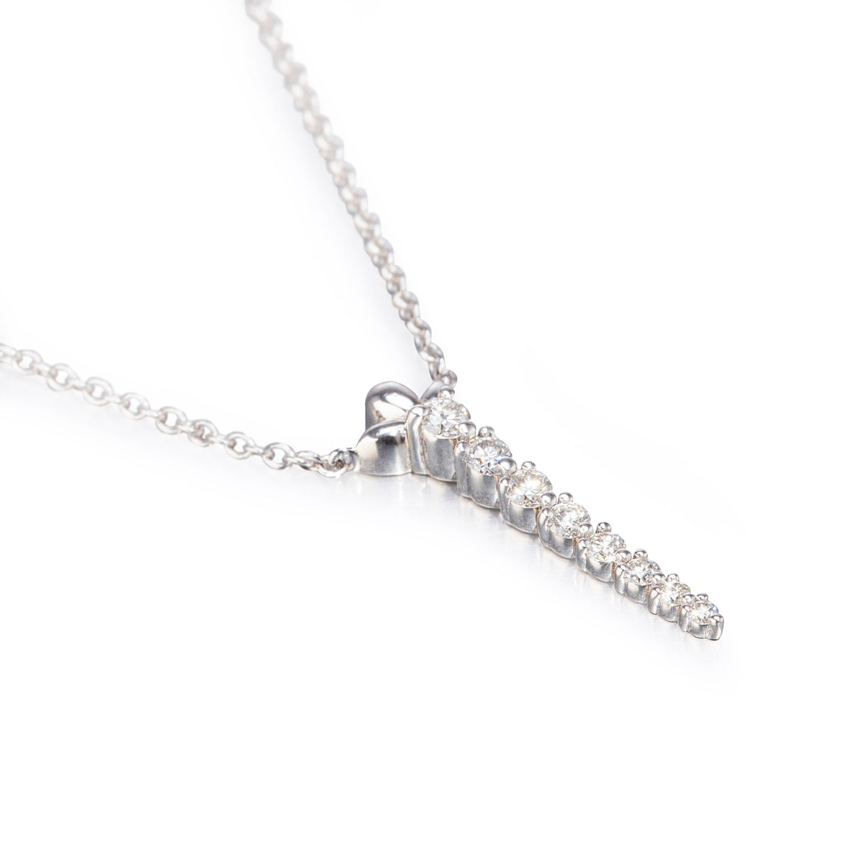 Browns 9ct White Gold Diamond Journey Drop Angel Necklace