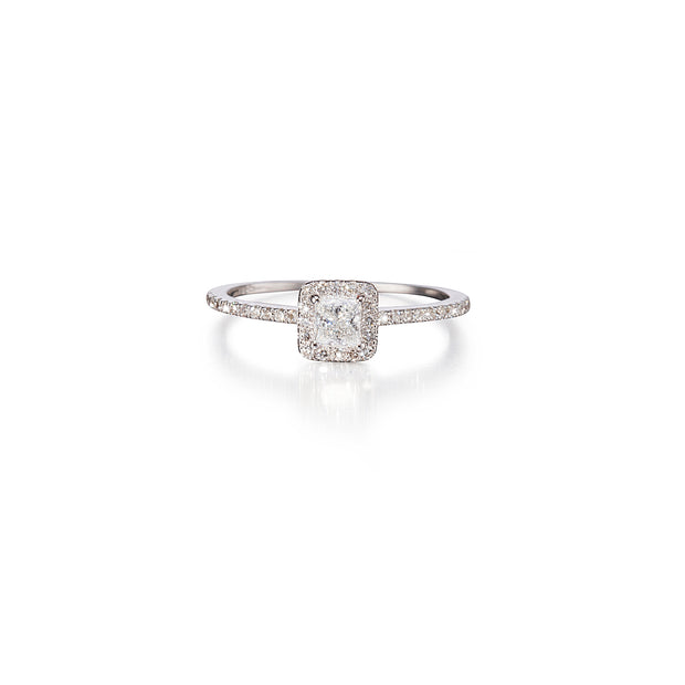 18ct White Gold Diamond Halo Ring