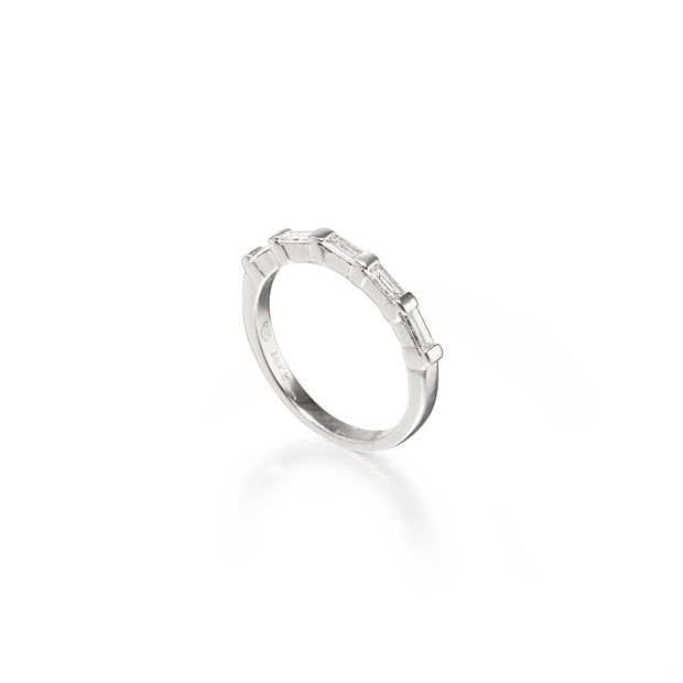 18ct White Gold Half Baguette Cut Diamond Eternity Ring