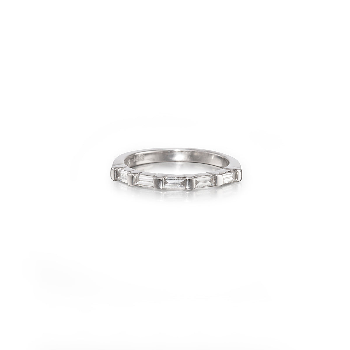 18ct White Gold Half Baguette Cut Diamond Eternity Ring