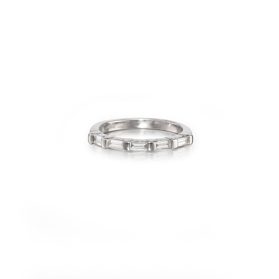 18ct White Gold Half Baguette Cut Diamond Eternity Ring