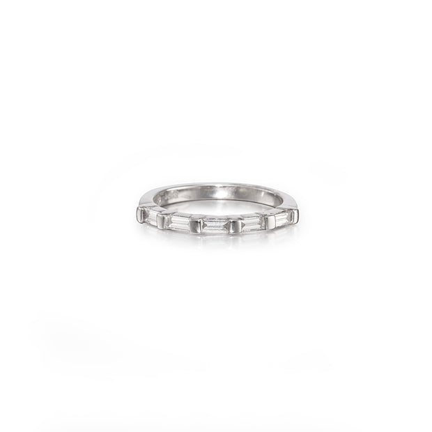 18ct White Gold Half Baguette Cut Diamond Eternity Ring