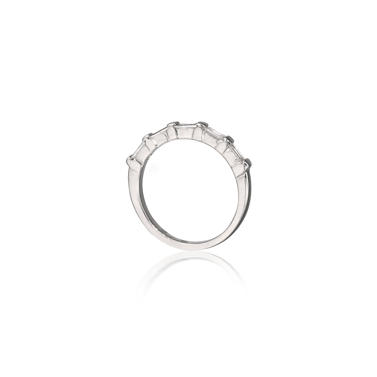 18ct White Gold Half Baguette Cut Diamond Eternity Ring