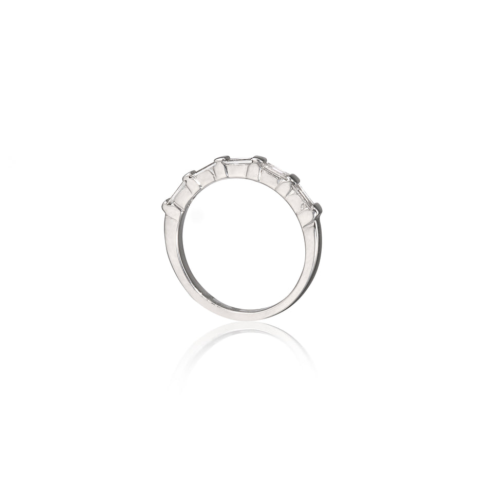 18ct White Gold Half Baguette Cut Diamond Eternity Ring