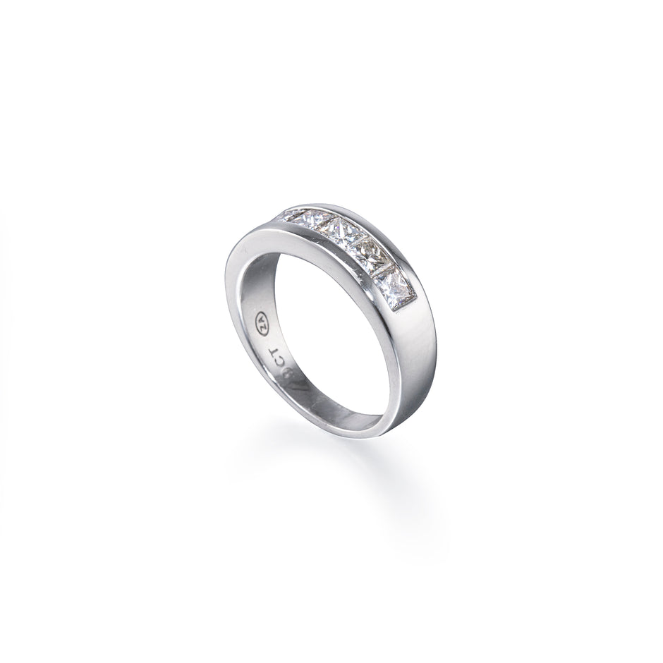 9ct White Gold Half Princess Cut Diamond Eternity Ring