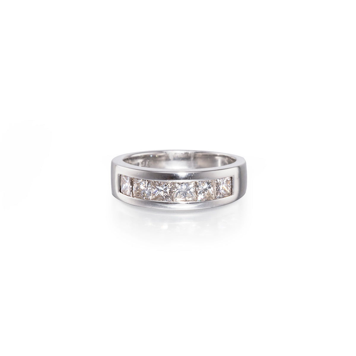 9ct White Gold Half Princess Cut Diamond Eternity Ring