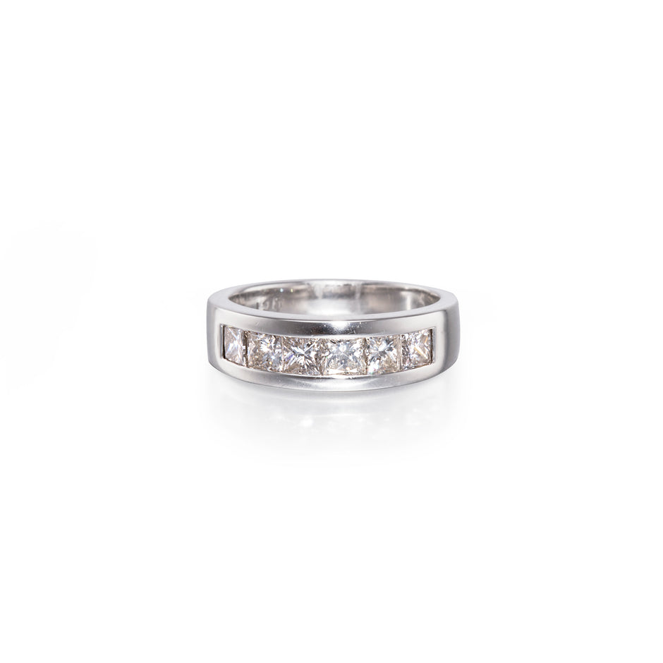 9ct White Gold Half Princess Cut Diamond Eternity Ring