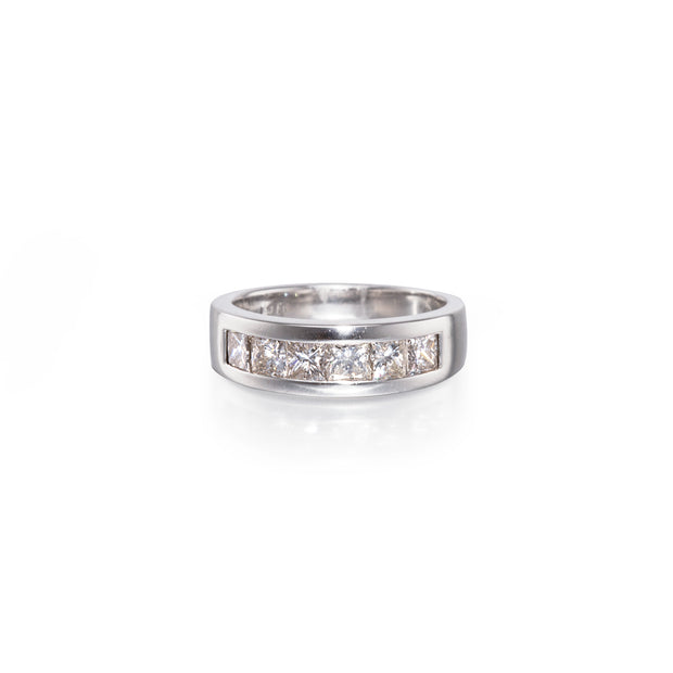 9ct White Gold Half Princess Cut Diamond Eternity Ring