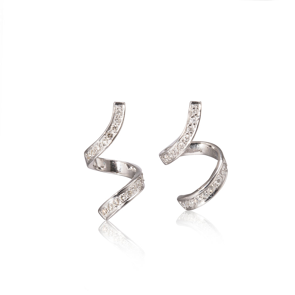 18ct White Gold Twisted Hoop Earrings