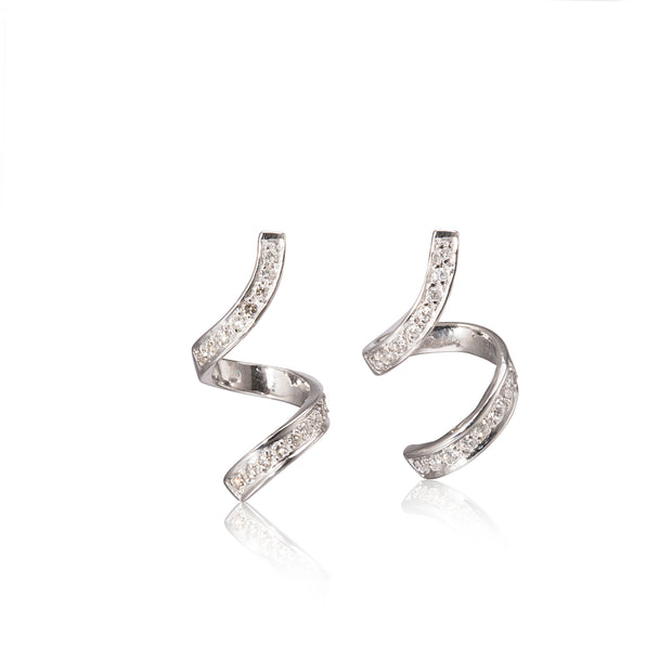 18ct White Gold Twisted Hoop Earrings
