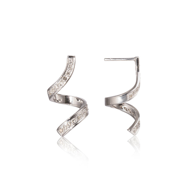 18ct White Gold Twisted Hoop Earrings
