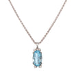 18ct White Gold Oval Cut Aquamarine and Diamond Pendant with a 18ct White Gold Wheat Chain