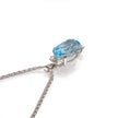 18ct White Gold Oval Cut Aquamarine and Diamond Pendant with a 18ct White Gold Wheat Chain