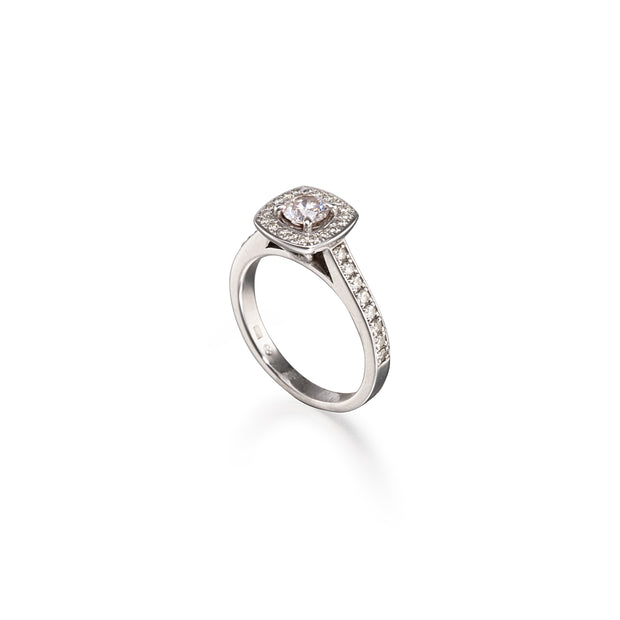 18ct White Gold Diamond Halo Ring