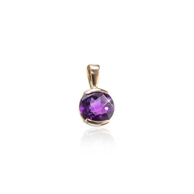 14ct Yellow Gold Checkerboard Purple Amethyst Pendant