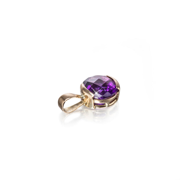 14ct Yellow Gold Checkerboard Purple Amethyst Pendant