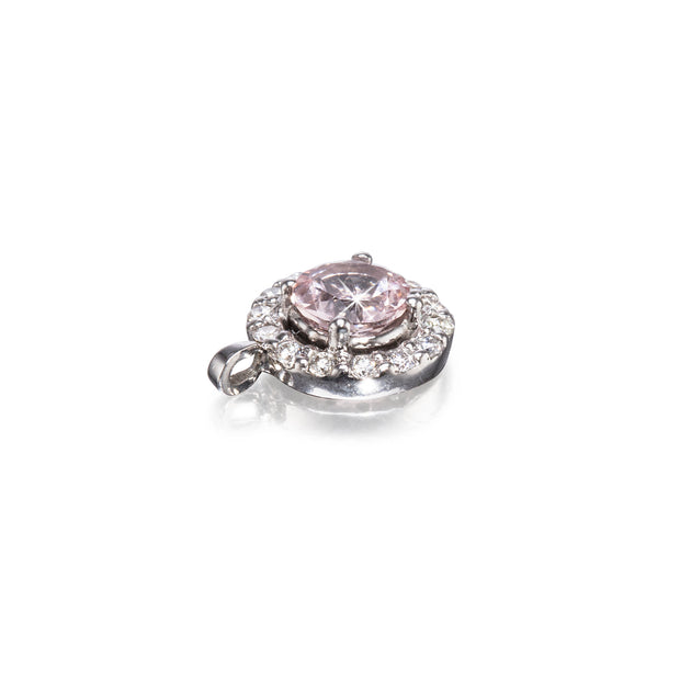 18ct White Gold Morganite and Diamond Halo Pendant