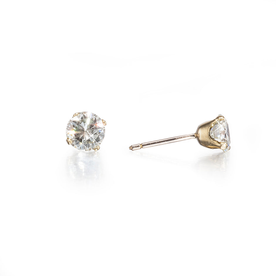 9ct Yellow Gold Diamond Stud Earrings