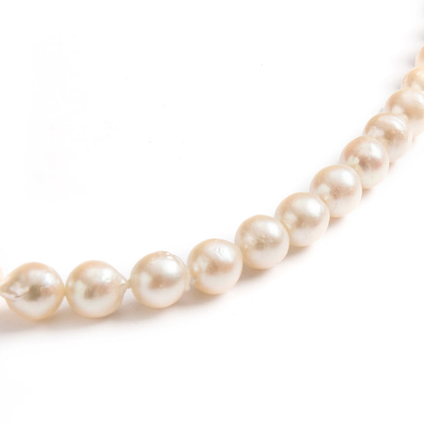 String of Semi-Baroque Cultured Pearls Secured with a 9ct Yellow Gold Clasp