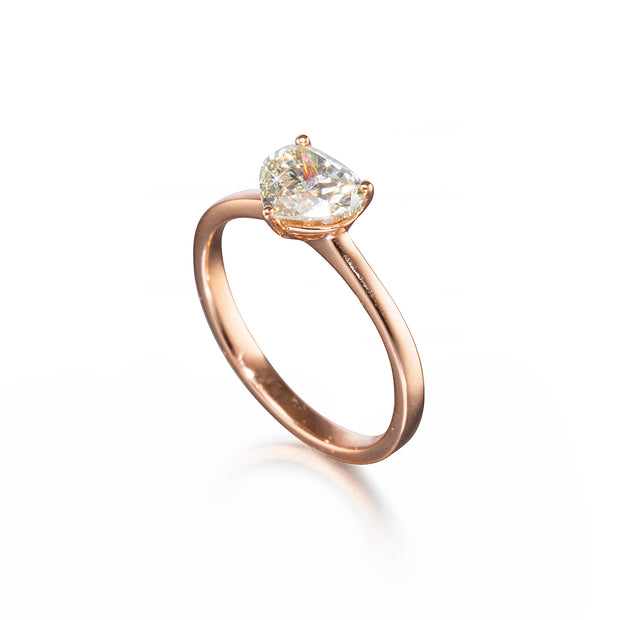 18ct Rose Gold Diamond Solitaire Ring on white background