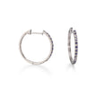 White Gold Black Diamond Huggie Earrings on white background