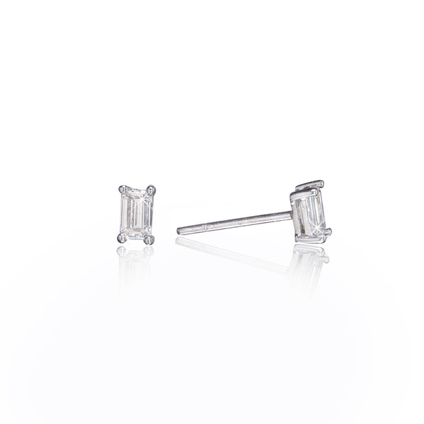 Diamond stud earrings on a white background