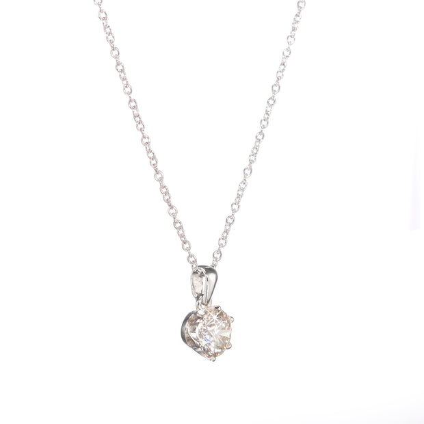 Platinum Diamond Pendant with Platinum Chain on white background
