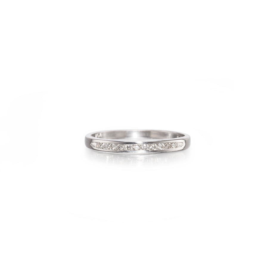 NWJ 9ct White Gold Half Diamond Channel Set Eternity Ring on white background