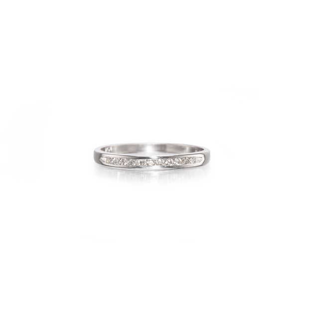NWJ 9ct White Gold Half Diamond Channel Set Eternity Ring on white background