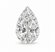 A single pear-cut diamond shown in a centered studio-style rendering on a light gray background.